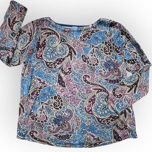 Chicos Bright Paisley Print Bateau Neck Lightweight Pullover Sweater Womens XL 3